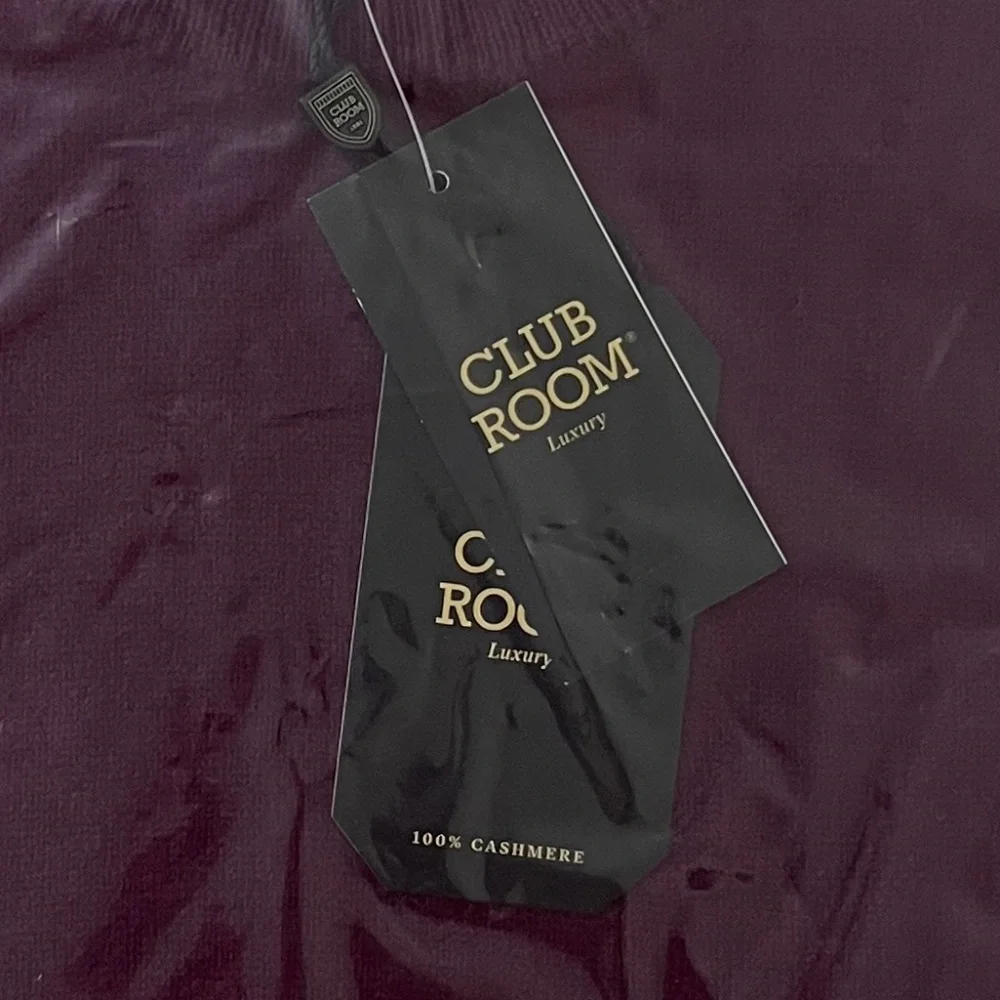 Club Room Men’s Regular Fit Textured 100% Cashmere Sweater T-Shirt size L